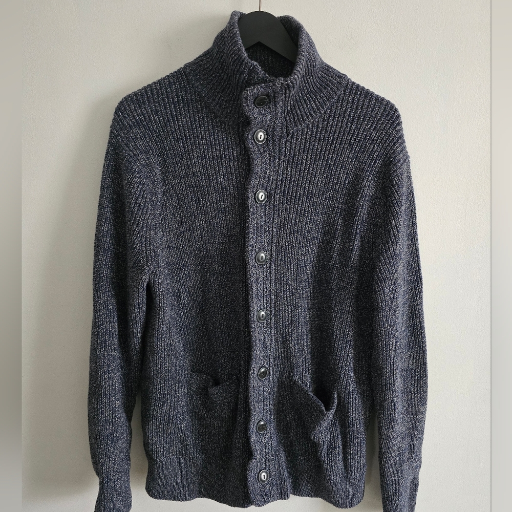 J Crew Marled cotton mockneck cardigan sweater Large - Picture 5 of 12